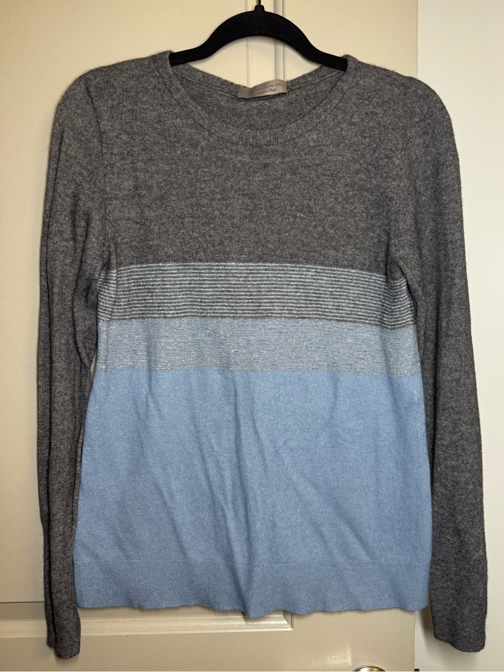 Colorblock Crewneck Sweater in Gray and Light Blue